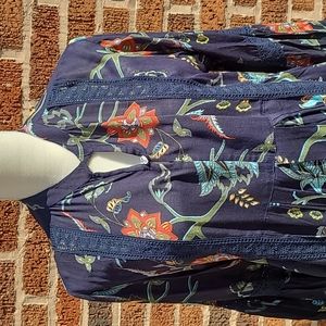 Anandas Collection Size Medium Floral Lace Long Sleeve Tunic Dress NEW